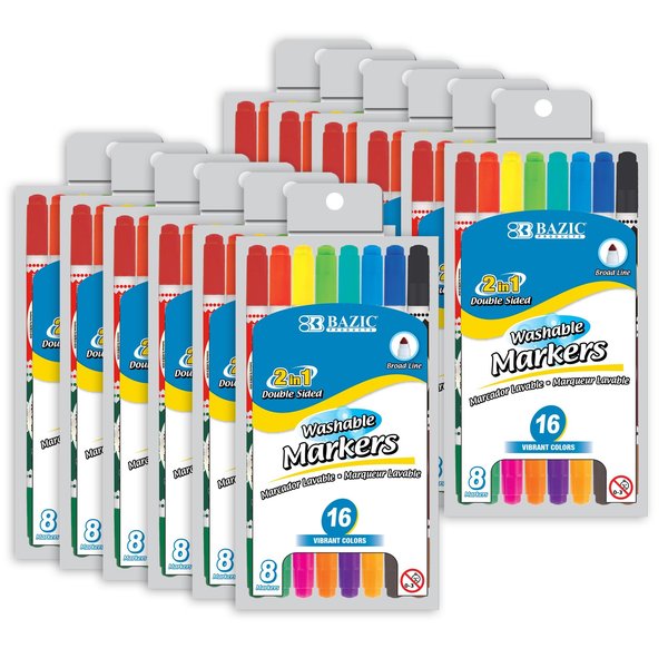 Bazic Washable Markers, Double-Tip, PK120 1234